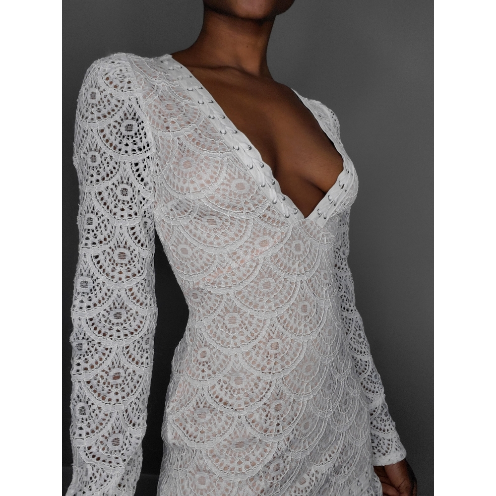 NWT Forever 21 White Lace Long Sleeve Mini Dress